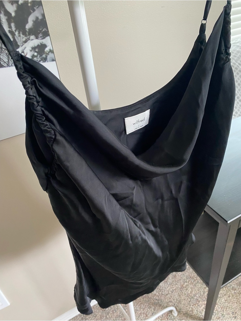 Wilfred Black Draped Satin Top